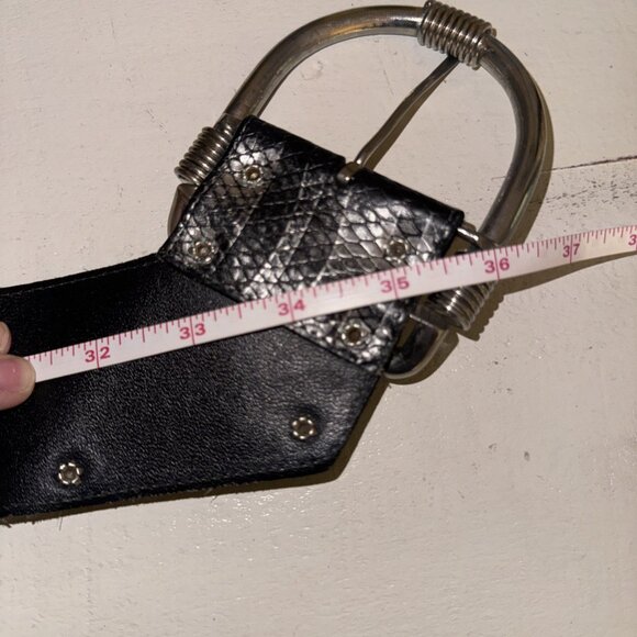 Maprel Women's Piel Leather Silver snakeskin Waist Belt Mexico M2285 Size28/30 - Picture 7 of 12